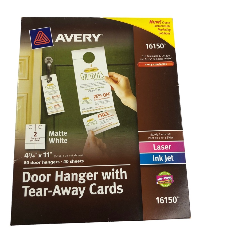 Avery 80 Printable Door Hangers with Tear Away Cards #16150 Business Advertising